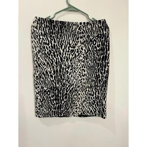 Talbots Skirt Womens 6 Black Beige Snakeskin Print Pencil Knee Length Lined